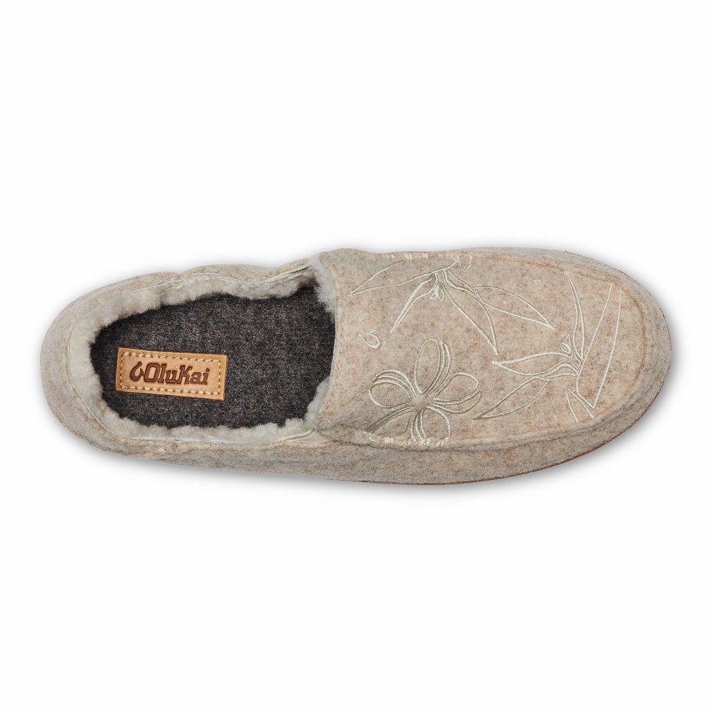 Olukai Women's Nohea Kilohana Slipper - Tapa / Golden Sand US896-472